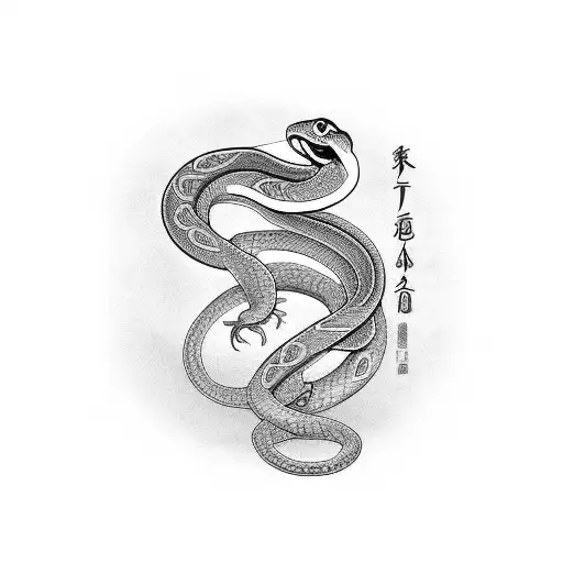 Snake Wraping Around Wrist With Elements Of Japanese Cherry Blossom On Hand