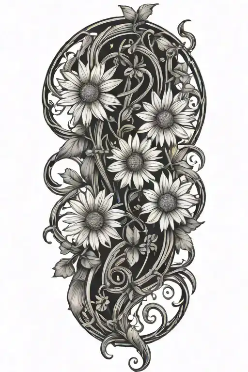 Intertwined Daisies Wrapped Around Vines