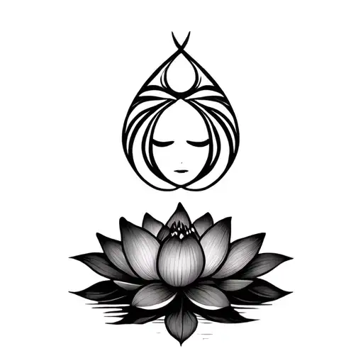 Lotus Flower Surmounted By The Symbol Of Femininity
