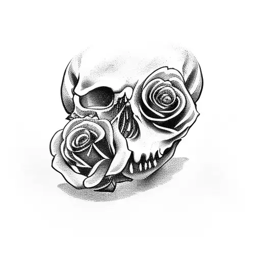 Skull Hands And Black Roses