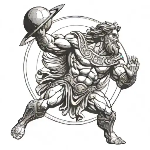A Simple Tattoo Design Of A Powerful Greek Titan Atlas Holding Up The Universe