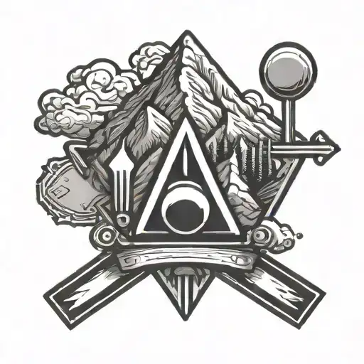 Bjt Transistor Icon With Semicolon And Mountain Peak