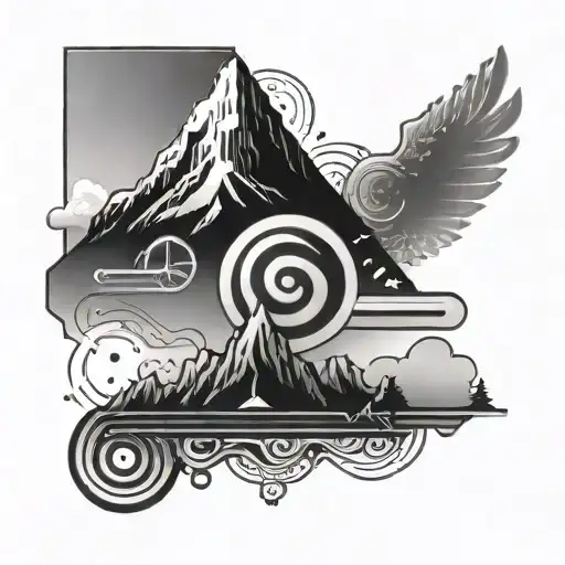 Bjt Transistor Icon And Semicolon And Mouhtain Peak