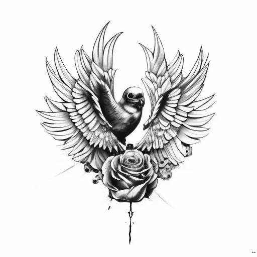 Cover Up For A Bird With Open Wings And A Skull In It On The Top Of The Hand