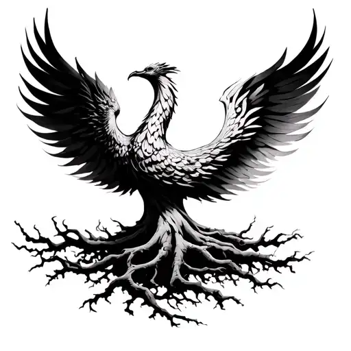 Poisen Tree With Phoenix Rising From The Base