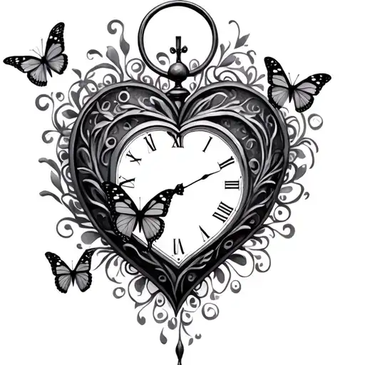 Heart Clock With Butterflies