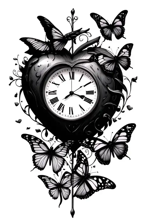 Heart Clock With Butterflies