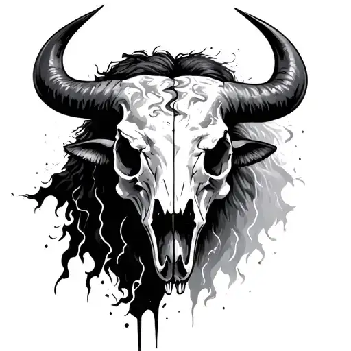 Buffalo Skull With Storm Inside The Head
