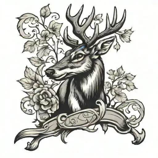 A Buck With A Dog And A Cardinal