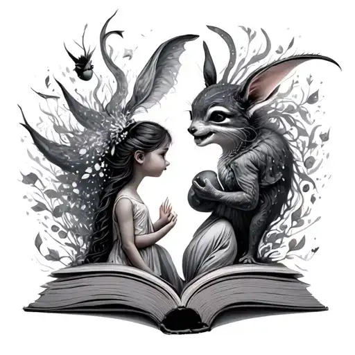 Magical Book Explosion Of Whimsical Creatures With Only Daughter In Awe