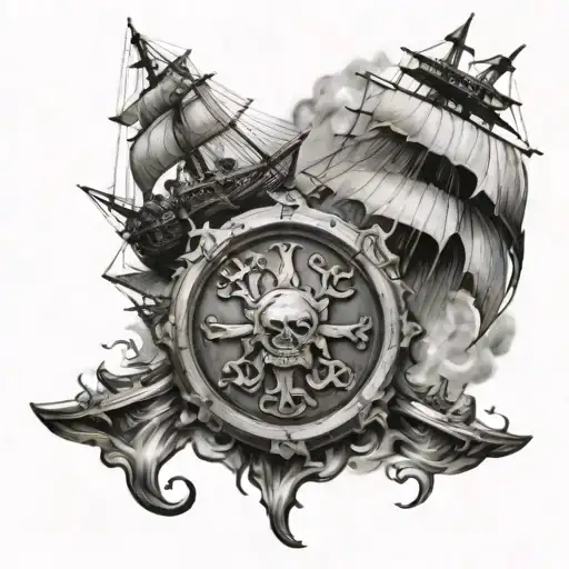 Pirate Coin But Ship In The Centre