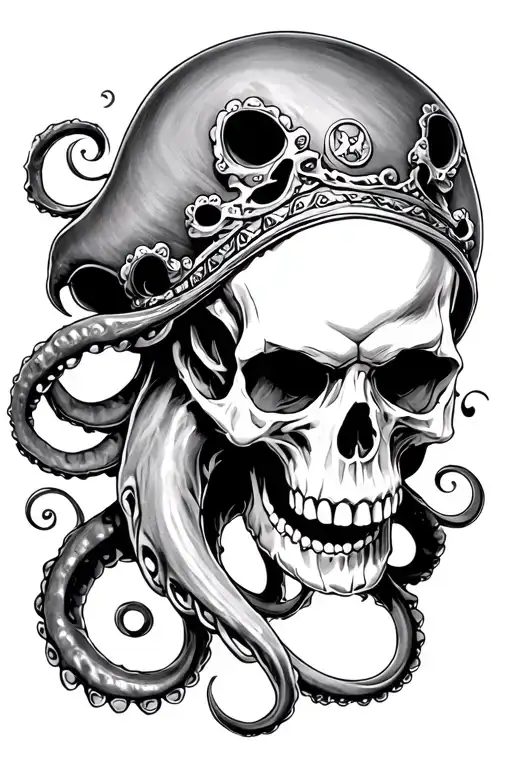 Kraken Pirate Skull Sleeve