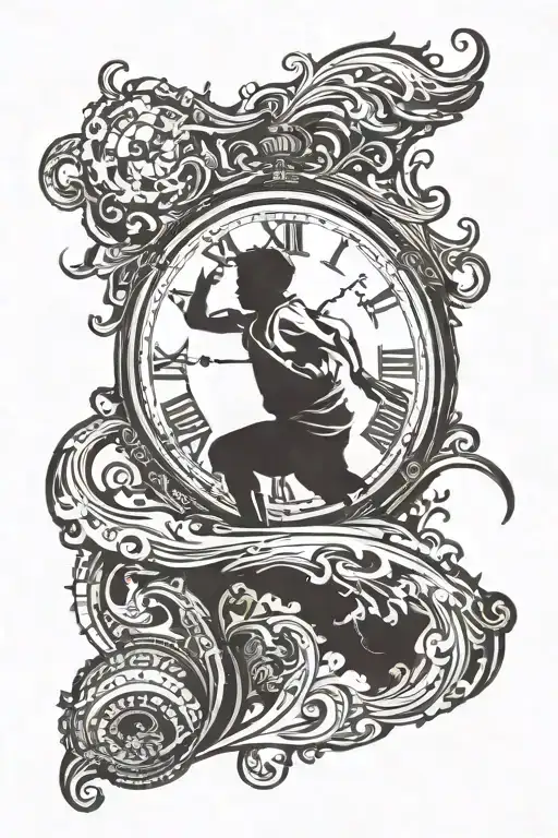 Silhouette Of A Person Running Clock Road Winding
