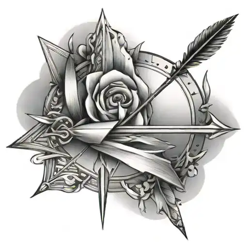 Bow Wirh 3 Arrows Pointing Towards Different Directions