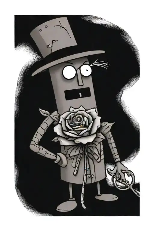 Doodlebob Holding A Rose