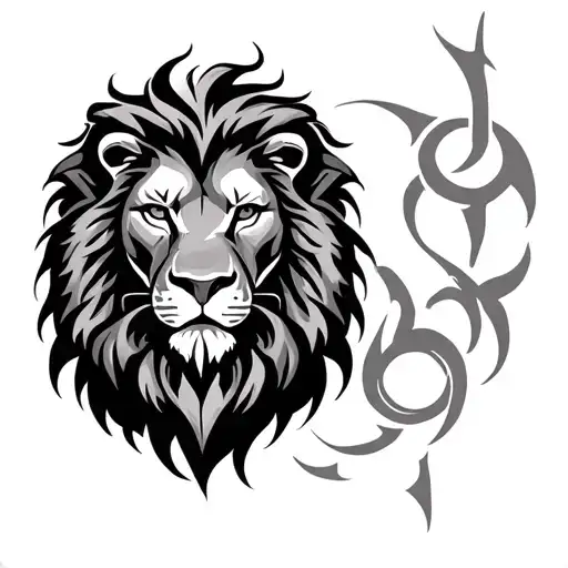Lion Head With Triskell Incorporated Symbol