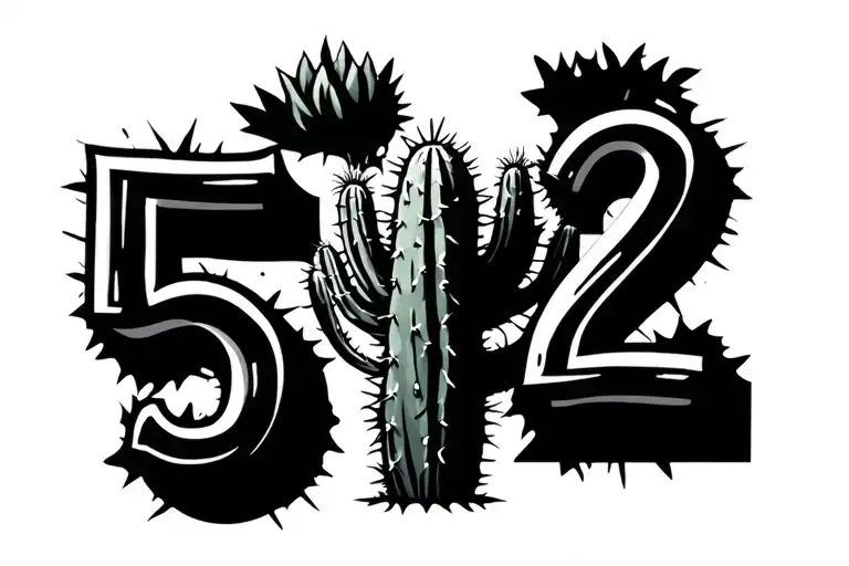 The Numbers 512 With A Cactus Growing