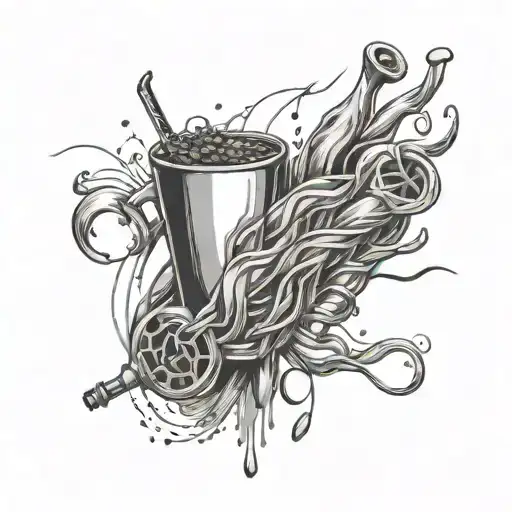 Muscle Fibers Intertwined With Coffee Beans And Bullet Casings