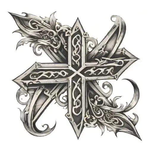 Cross Road X With R B H F And Roman Numbers Around T