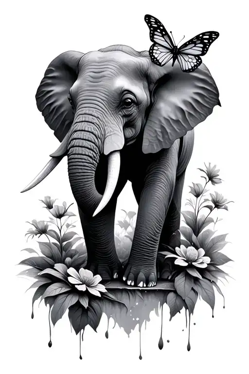 Elephant And Butterfly