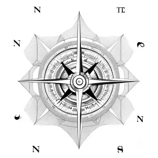 Compass With Hourglass And Travel