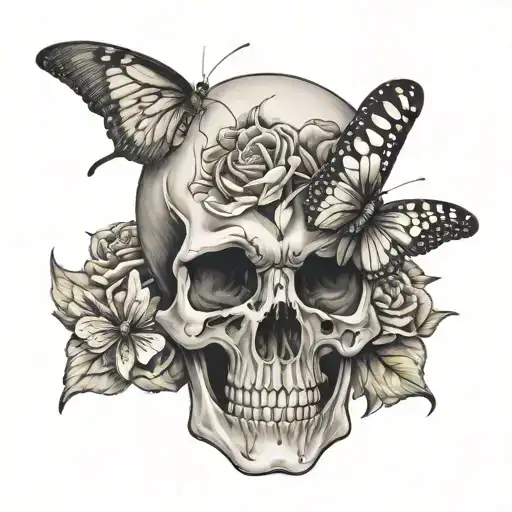 Skull And Butterfly Emerging