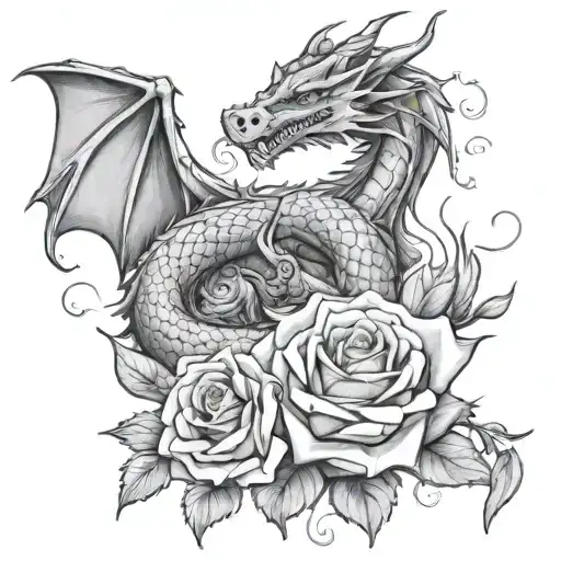 Dragon And Rose With Dates