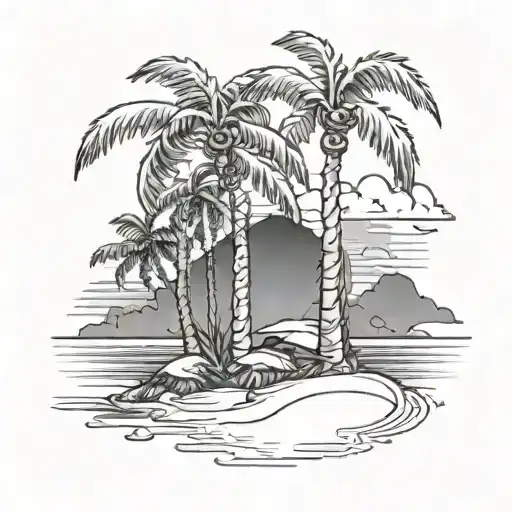 Palm Trees Beach Scene
