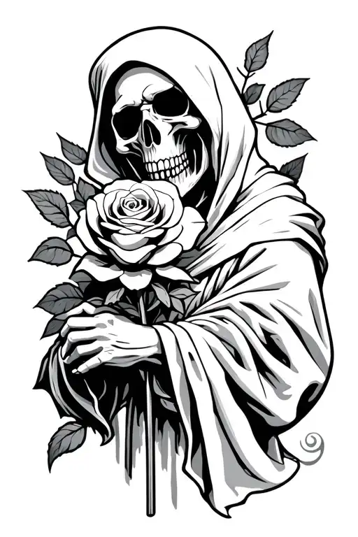 Grim Reaper Holding A Rose