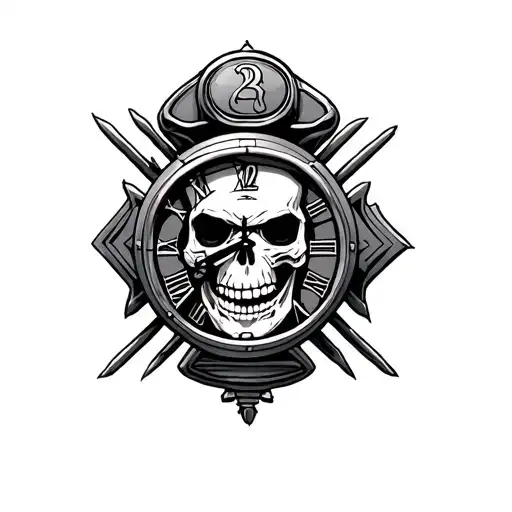 Firefighter Skull Clock