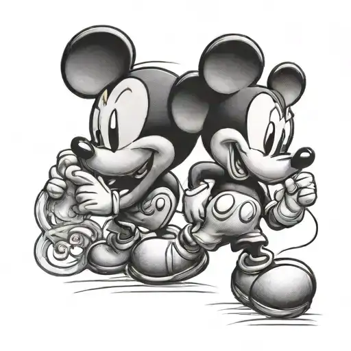 Micky Mouse Holding Mini Mouse