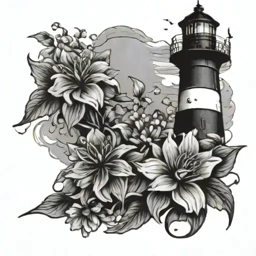 Lighthouse With Flowers Growing From The Bottom To The Top