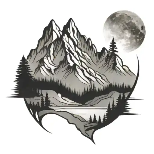 Outline Of Mountain Landscape