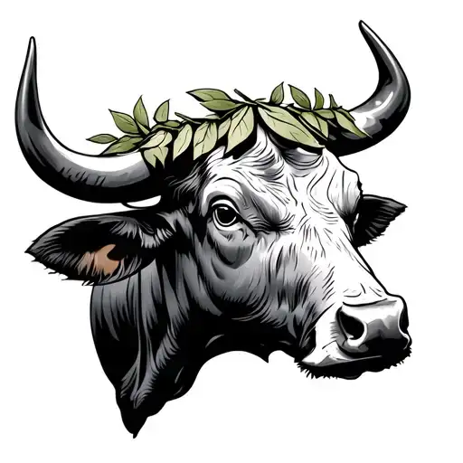 Bull With Laurel Wreath Wrapped