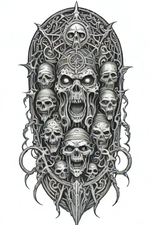 Hodded Cultists Surrounding Looking Upon A Great Old One With Glariong Eyes In The Dark