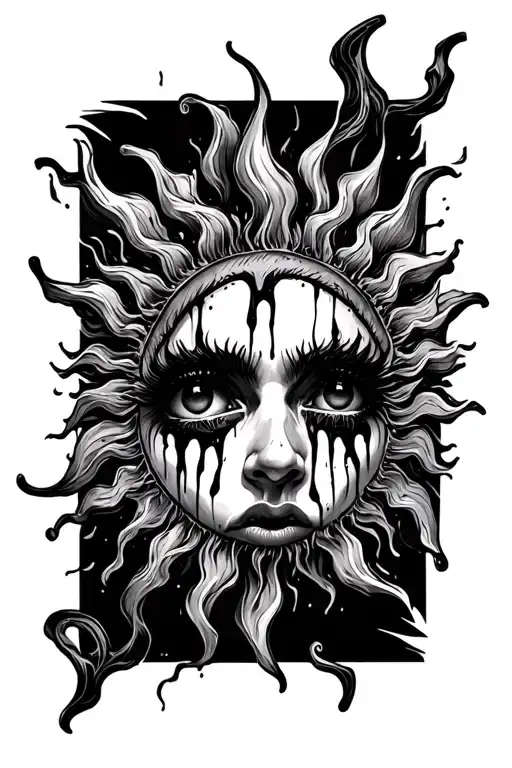 Crying Sun With Black Bleeding Eyes