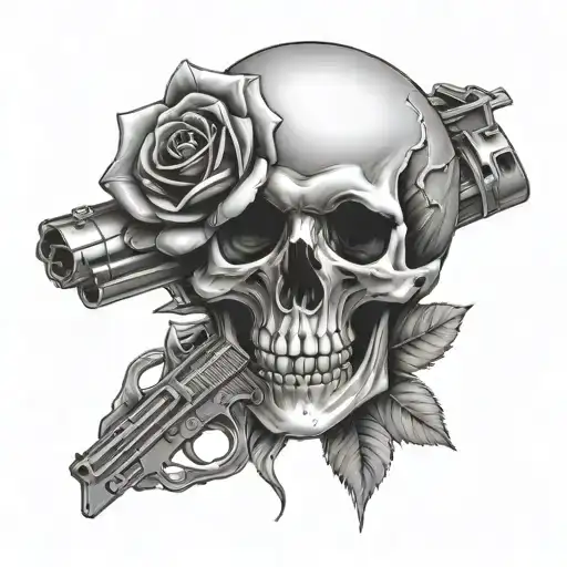 Skull And Rose Gun