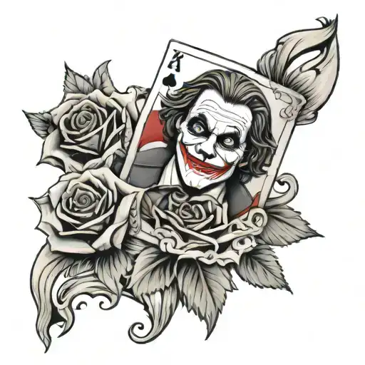 Joker Poker Cards Roses Half Sleeve