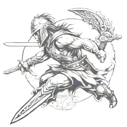 Warrior Wielding A Sword