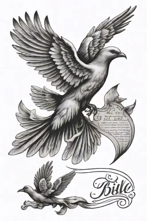 Bible Verse Writtinen With Doves Flying With Roman Numeral Birthdays Under Them