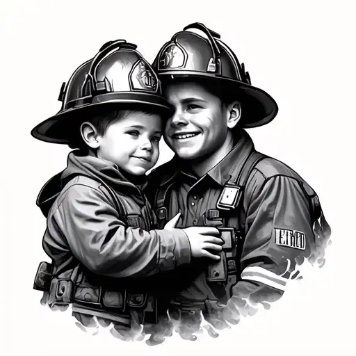 Firefighter Kid And Father