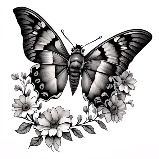 Moth With Flowers In The Wings