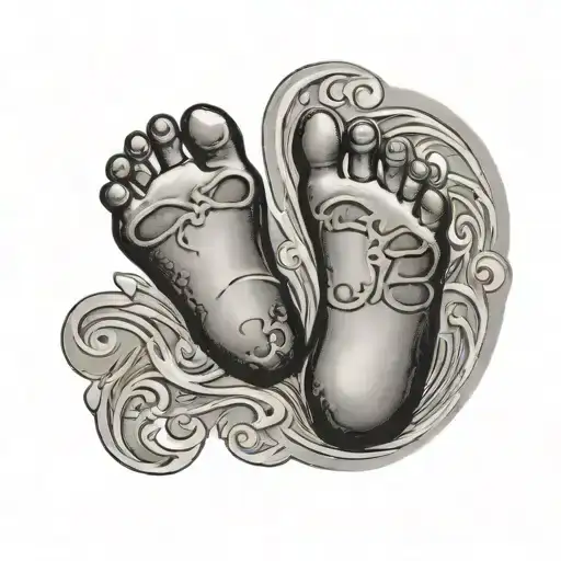 Baby Foot Print With Name Tatto