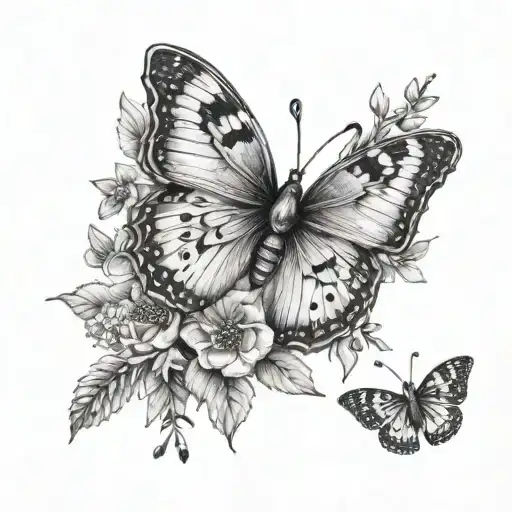 Butterfly With Birth Flowers