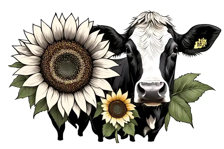 Sunflower And Cows