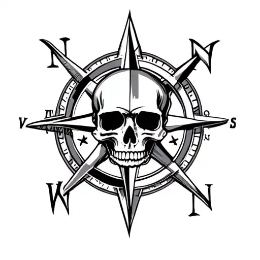 Compass Rose Pirate Skull