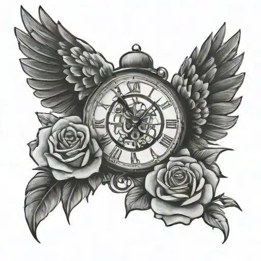 Hawk And Clock And Rose