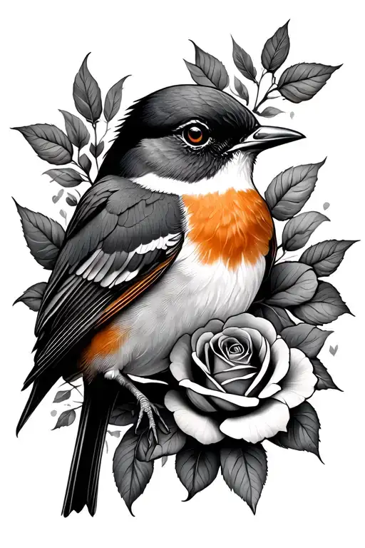 Robin And Roses