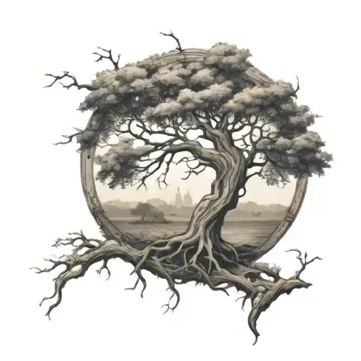 Old Tree Of Life In Peace Freedom