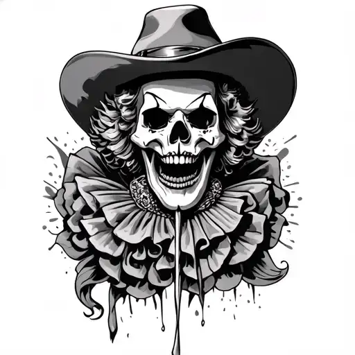 Skull Figure Slitting Chicano Clown's Throat